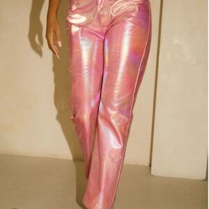 Barbie Pink Metallic, Barbiecore, 90s Straight Leg Pants Size S